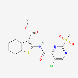 molecular formula C17H18ClN3O5S2 B11402042 Ethyl 2-({[5-chloro-2-(methylsulfonyl)pyrimidin-4-yl]carbonyl}amino)-4,5,6,7-tetrahydro-1-benzothiophene-3-carboxylate 