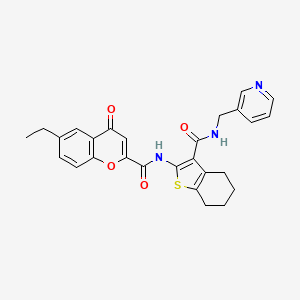 molecular formula C27H25N3O4S B11402070 6-ethyl-4-oxo-N-{3-[(pyridin-3-ylmethyl)carbamoyl]-4,5,6,7-tetrahydro-1-benzothiophen-2-yl}-4H-chromene-2-carboxamide 