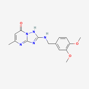 molecular formula C15H17N5O3 B11402090 2-[(3,4-dimethoxybenzyl)amino]-5-methyl[1,2,4]triazolo[1,5-a]pyrimidin-7(4H)-one 