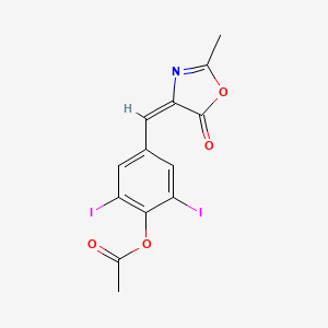 molecular formula C₁₃H₉I₂NO₄ B1140210 4-[[4-(Acetyloxy)-3,5-diiodophenyl]methylene]-2-methyl-5(4H)-oxazolone (E/Z Mixture) CAS No. 93087-37-7