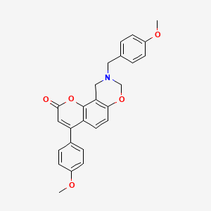 9-(4-methoxybenzyl)-4-(4-methoxyphenyl)-9,10-dihydro-2H,8H-chromeno[8,7-e][1,3]oxazin-2-one