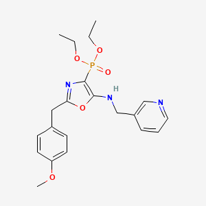 molecular formula C21H26N3O5P B11402123 Diethyl {2-(4-methoxybenzyl)-5-[(pyridin-3-ylmethyl)amino]-1,3-oxazol-4-yl}phosphonate 