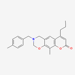 molecular formula C23H25NO3 B11402132 10-methyl-3-(4-methylbenzyl)-6-propyl-3,4-dihydro-2H,8H-chromeno[6,7-e][1,3]oxazin-8-one 