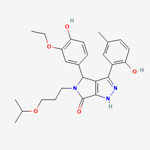 molecular formula C26H31N3O5 B11402197 4-(3-ethoxy-4-hydroxyphenyl)-3-(2-hydroxy-5-methylphenyl)-5-[3-(propan-2-yloxy)propyl]-4,5-dihydropyrrolo[3,4-c]pyrazol-6(1H)-one 