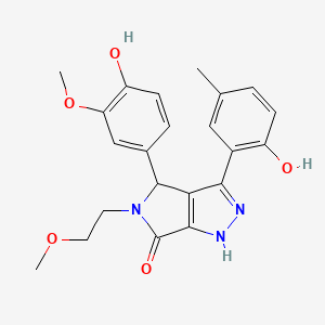 molecular formula C22H23N3O5 B11402206 4-(4-hydroxy-3-methoxyphenyl)-3-(2-hydroxy-5-methylphenyl)-5-(2-methoxyethyl)-4,5-dihydropyrrolo[3,4-c]pyrazol-6(1H)-one 