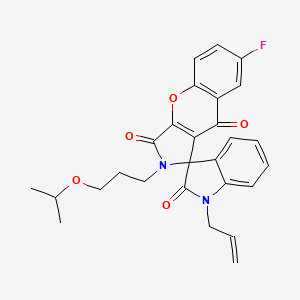 7-fluoro-2-[3-(propan-2-yloxy)propyl]-1'-(prop-2-en-1-yl)-2H-spiro[chromeno[2,3-c]pyrrole-1,3'-indole]-2',3,9(1'H)-trione