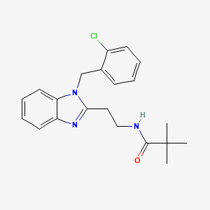 molecular formula C21H24ClN3O B11402275 N-{2-[1-(2-chlorobenzyl)-1H-benzimidazol-2-yl]ethyl}-2,2-dimethylpropanamide 