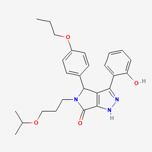 molecular formula C26H31N3O4 B11402299 3-(2-hydroxyphenyl)-5-[3-(propan-2-yloxy)propyl]-4-(4-propoxyphenyl)-4,5-dihydropyrrolo[3,4-c]pyrazol-6(1H)-one 