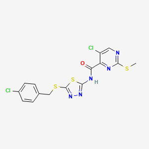 5-chloro-N-{5-[(4-chlorobenzyl)sulfanyl]-1,3,4-thiadiazol-2-yl}-2-(methylsulfanyl)pyrimidine-4-carboxamide