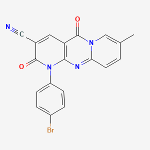 molecular formula C19H11BrN4O2 B11402345 7-(4-bromophenyl)-13-methyl-2,6-dioxo-1,7,9-triazatricyclo[8.4.0.03,8]tetradeca-3(8),4,9,11,13-pentaene-5-carbonitrile 