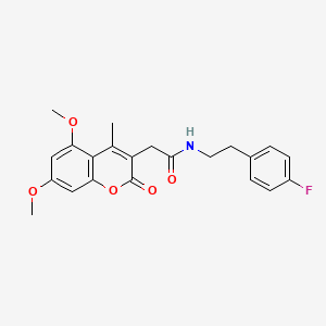 molecular formula C22H22FNO5 B11402420 2-(5,7-dimethoxy-4-methyl-2-oxo-2H-chromen-3-yl)-N-[2-(4-fluorophenyl)ethyl]acetamide 