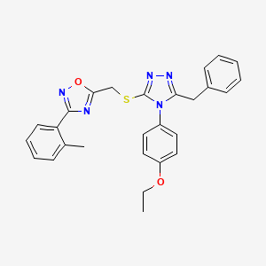 5-({[5-benzyl-4-(4-ethoxyphenyl)-4H-1,2,4-triazol-3-yl]sulfanyl}methyl)-3-(2-methylphenyl)-1,2,4-oxadiazole