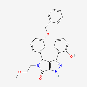 molecular formula C27H25N3O4 B11402435 4-[3-(benzyloxy)phenyl]-3-(2-hydroxyphenyl)-5-(2-methoxyethyl)-4,5-dihydropyrrolo[3,4-c]pyrazol-6(1H)-one 