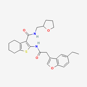 molecular formula C26H30N2O4S B11402444 2-{[(5-ethyl-1-benzofuran-3-yl)acetyl]amino}-N-(tetrahydrofuran-2-ylmethyl)-4,5,6,7-tetrahydro-1-benzothiophene-3-carboxamide 