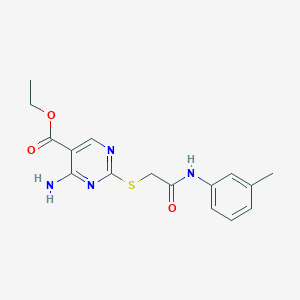 molecular formula C16H18N4O3S B11402473 Ethyl 4-amino-2-({2-[(3-methylphenyl)amino]-2-oxoethyl}sulfanyl)pyrimidine-5-carboxylate 