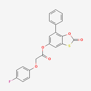 molecular formula C21H13FO5S B11402481 2-Oxo-7-phenyl-1,3-benzoxathiol-5-yl (4-fluorophenoxy)acetate 