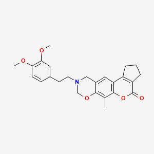 9-(3,4-Dimethoxyphenethyl)-6-methyl-2,3,9,10-tetrahydro-8H-cyclopenta[3,4]chromeno[6,7-E][1,3]oxazin-4(1H)-one