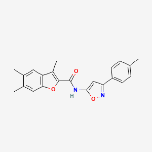 molecular formula C22H20N2O3 B11402526 3,5,6-trimethyl-N-[3-(4-methylphenyl)-1,2-oxazol-5-yl]-1-benzofuran-2-carboxamide 