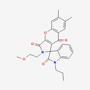 2-(2-methoxyethyl)-6,7-dimethyl-1'-propyl-2H-spiro[chromeno[2,3-c]pyrrole-1,3'-indole]-2',3,9(1'H)-trione