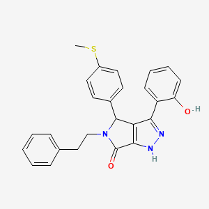 molecular formula C26H23N3O2S B11402550 3-(2-hydroxyphenyl)-4-[4-(methylsulfanyl)phenyl]-5-(2-phenylethyl)-4,5-dihydropyrrolo[3,4-c]pyrazol-6(2H)-one 