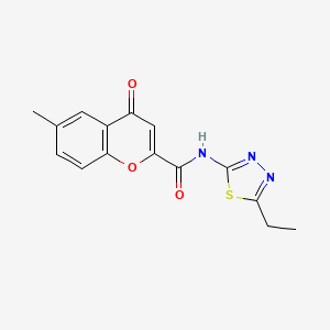 molecular formula C15H13N3O3S B11402556 N-(5-ethyl-1,3,4-thiadiazol-2-yl)-6-methyl-4-oxo-4H-chromene-2-carboxamide 