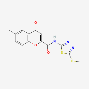 molecular formula C14H11N3O3S2 B11402565 6-methyl-N-[5-(methylsulfanyl)-1,3,4-thiadiazol-2-yl]-4-oxo-4H-chromene-2-carboxamide 