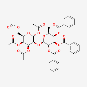 molecular formula C₄₁H₄₂O₁₇ B1140257 [(2S,3R,4R,5S,6S)-4,5-Dibenzoyloxy-2-methyl-6-[(2R,3R,4S,5S,6R)-2,4,5-triacetyloxy-6-(acetyloxymethyl)oxan-3-yl]oxyoxan-3-yl] benzoate CAS No. 141990-06-9