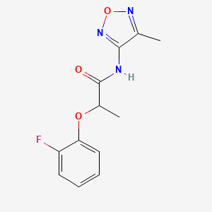 molecular formula C12H12FN3O3 B11402617 2-(2-fluorophenoxy)-N-(4-methyl-1,2,5-oxadiazol-3-yl)propanamide 