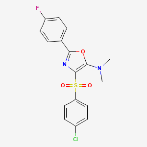 molecular formula C17H14ClFN2O3S B11402634 4-[(4-chlorophenyl)sulfonyl]-2-(4-fluorophenyl)-N,N-dimethyl-1,3-oxazol-5-amine 