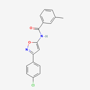 molecular formula C17H13ClN2O2 B11402665 N-[3-(4-chlorophenyl)-1,2-oxazol-5-yl]-3-methylbenzamide 