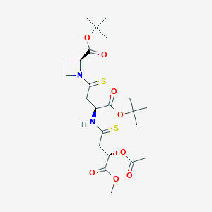 molecular formula C₂₃H₃₆N₂O₈S₂ B1140271 (2S,3S,3''S)-N-[3-(3-Acetoxy-3-methoxycarbonylpropanamido)-3-tert-butoxythiocarbonylpropanoyl]azetidine-2-thiocarboxylic Acid tert-Butyl Ester CAS No. 201283-57-0