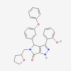 molecular formula C28H25N3O4 B11402717 3-(2-hydroxyphenyl)-4-(3-phenoxyphenyl)-5-(tetrahydrofuran-2-ylmethyl)-4,5-dihydropyrrolo[3,4-c]pyrazol-6(1H)-one 