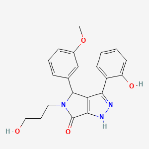 molecular formula C21H21N3O4 B11402719 3-(2-hydroxyphenyl)-5-(3-hydroxypropyl)-4-(3-methoxyphenyl)-4,5-dihydropyrrolo[3,4-c]pyrazol-6(1H)-one 