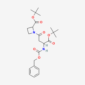 molecular formula C₂₄H₃₄N₂O₇ B1140272 Tert-butyl 1-[4-[(2-methylpropan-2-yl)oxy]-4-oxo-3-(phenylmethoxycarbonylamino)butanoyl]azetidine-2-carboxylate CAS No. 201283-53-6