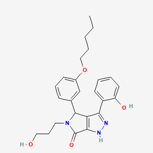 molecular formula C25H29N3O4 B11402745 3-(2-hydroxyphenyl)-5-(3-hydroxypropyl)-4-[3-(pentyloxy)phenyl]-4,5-dihydropyrrolo[3,4-c]pyrazol-6(1H)-one 