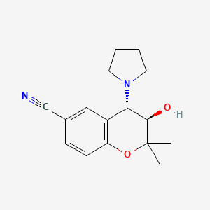 molecular formula C₁₆H₂₀N₂O₂ B1140275 (3R,4S)-3-Hydroxy-2,2-dimethyl-4-pyrrolidin-1-yl-3,4-dihydrochromene-6-carbonitrile CAS No. 75611-78-8