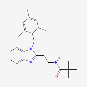 molecular formula C24H31N3O B11402751 2,2-dimethyl-N-{2-[1-(2,4,6-trimethylbenzyl)-1H-benzimidazol-2-yl]ethyl}propanamide 