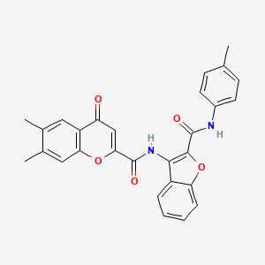 molecular formula C28H22N2O5 B11402759 6,7-dimethyl-N-{2-[(4-methylphenyl)carbamoyl]-1-benzofuran-3-yl}-4-oxo-4H-chromene-2-carboxamide 