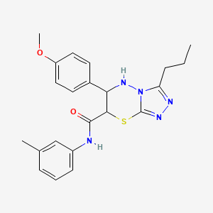 molecular formula C22H25N5O2S B11402760 6-(4-methoxyphenyl)-N-(3-methylphenyl)-3-propyl-6,7-dihydro-5H-[1,2,4]triazolo[3,4-b][1,3,4]thiadiazine-7-carboxamide 