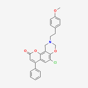 molecular formula C26H22ClNO4 B11402772 6-chloro-9-[2-(4-methoxyphenyl)ethyl]-4-phenyl-9,10-dihydro-2H,8H-chromeno[8,7-e][1,3]oxazin-2-one 