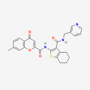 molecular formula C26H23N3O4S B11402774 7-methyl-4-oxo-N-{3-[(pyridin-3-ylmethyl)carbamoyl]-4,5,6,7-tetrahydro-1-benzothiophen-2-yl}-4H-chromene-2-carboxamide 