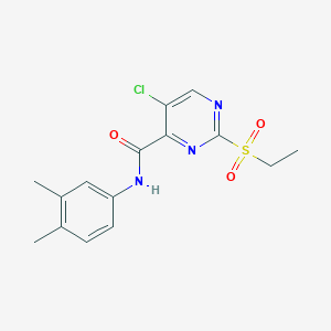 molecular formula C15H16ClN3O3S B11402775 5-chloro-N-(3,4-dimethylphenyl)-2-(ethylsulfonyl)pyrimidine-4-carboxamide 