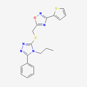 5-{[(5-phenyl-4-propyl-4H-1,2,4-triazol-3-yl)sulfanyl]methyl}-3-(thiophen-2-yl)-1,2,4-oxadiazole