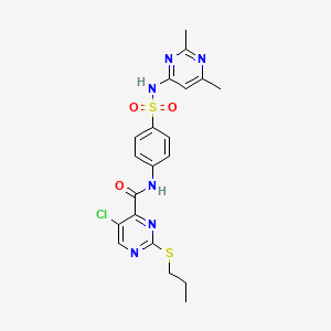 molecular formula C20H21ClN6O3S2 B11402799 5-chloro-N-{4-[(2,6-dimethylpyrimidin-4-yl)sulfamoyl]phenyl}-2-(propylsulfanyl)pyrimidine-4-carboxamide 