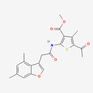 molecular formula C21H21NO5S B11402824 Methyl 5-acetyl-2-{[(4,6-dimethyl-1-benzofuran-3-yl)acetyl]amino}-4-methylthiophene-3-carboxylate 