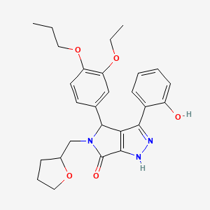 molecular formula C27H31N3O5 B11402833 4-(3-ethoxy-4-propoxyphenyl)-3-(2-hydroxyphenyl)-5-(tetrahydrofuran-2-ylmethyl)-4,5-dihydropyrrolo[3,4-c]pyrazol-6(1H)-one 