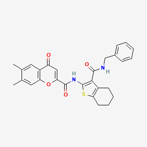 molecular formula C28H26N2O4S B11402842 N-[3-(benzylcarbamoyl)-4,5,6,7-tetrahydro-1-benzothiophen-2-yl]-6,7-dimethyl-4-oxo-4H-chromene-2-carboxamide 