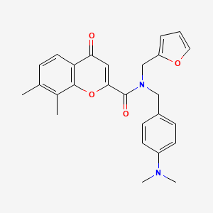 molecular formula C26H26N2O4 B11402883 N-[4-(dimethylamino)benzyl]-N-(furan-2-ylmethyl)-7,8-dimethyl-4-oxo-4H-chromene-2-carboxamide 