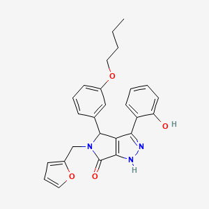 molecular formula C26H25N3O4 B11402895 4-(3-butoxyphenyl)-5-(furan-2-ylmethyl)-3-(2-hydroxyphenyl)-4,5-dihydropyrrolo[3,4-c]pyrazol-6(1H)-one 