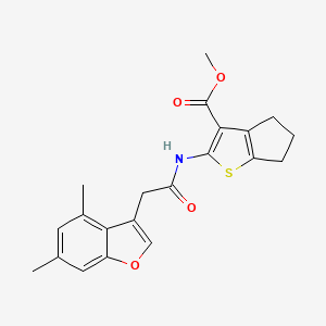 molecular formula C21H21NO4S B11402905 methyl 2-{[(4,6-dimethyl-1-benzofuran-3-yl)acetyl]amino}-5,6-dihydro-4H-cyclopenta[b]thiophene-3-carboxylate 